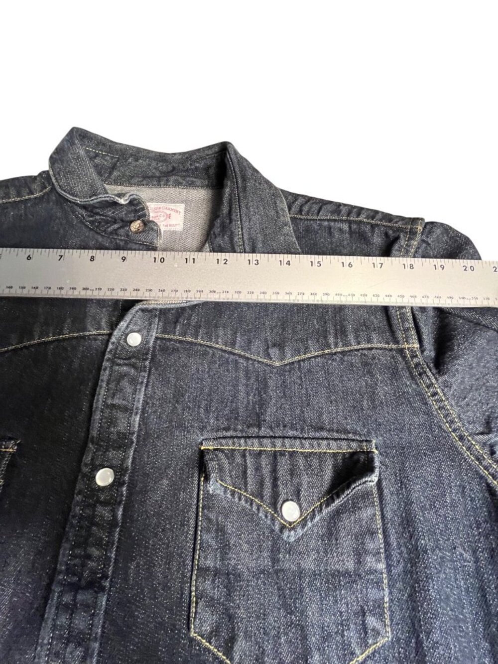C.C. Filson Mens XL Indigo Denim Western Snap Shirt Style 12024 Made In India - Picture 13 of 16